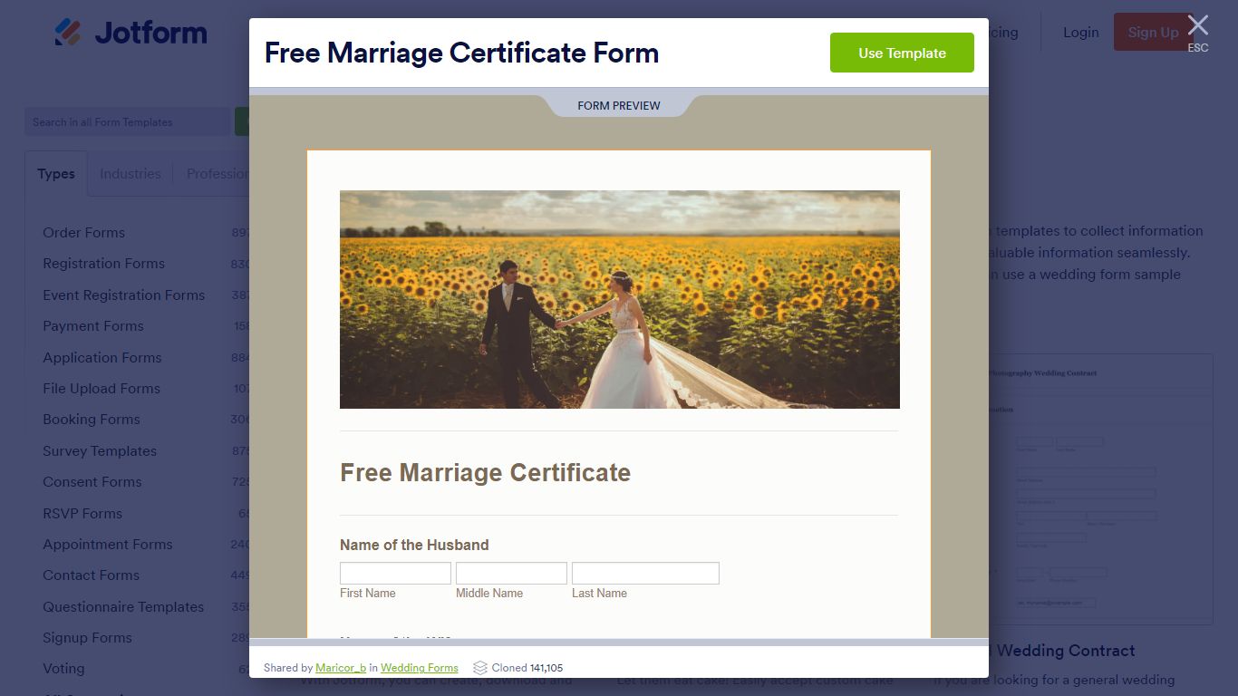 Free Marriage Certificate Form Template | Jotform