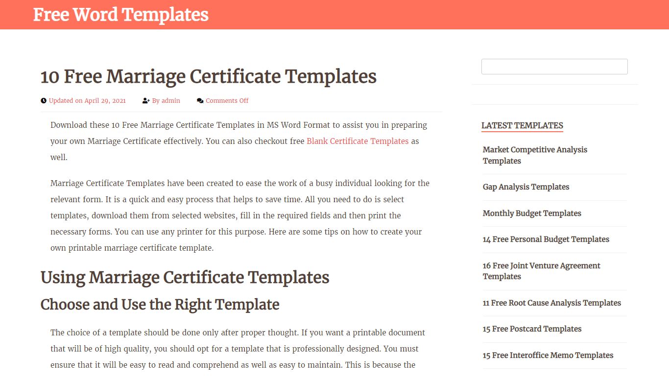 10 Free Marriage Certificate Templates - Free Word Templates